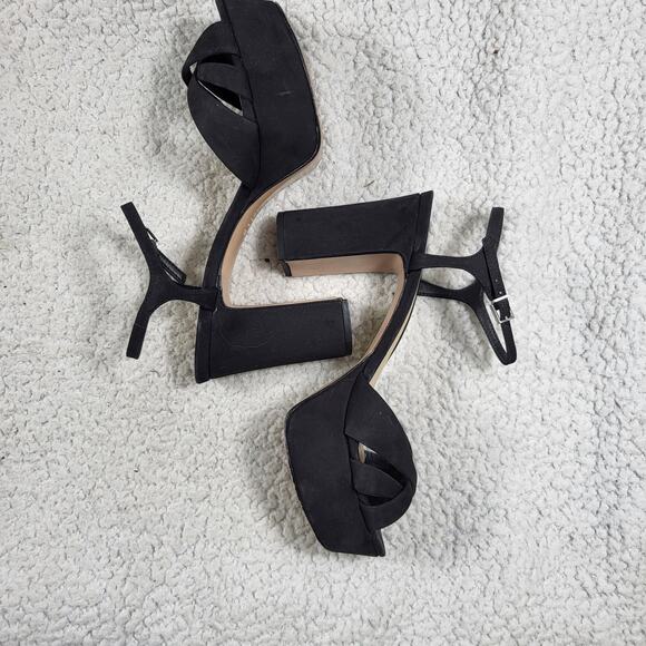 Schutz Keefa Nobuck Preta Platform leather Sandal Heels Black size 9 - Picture 2 of 6